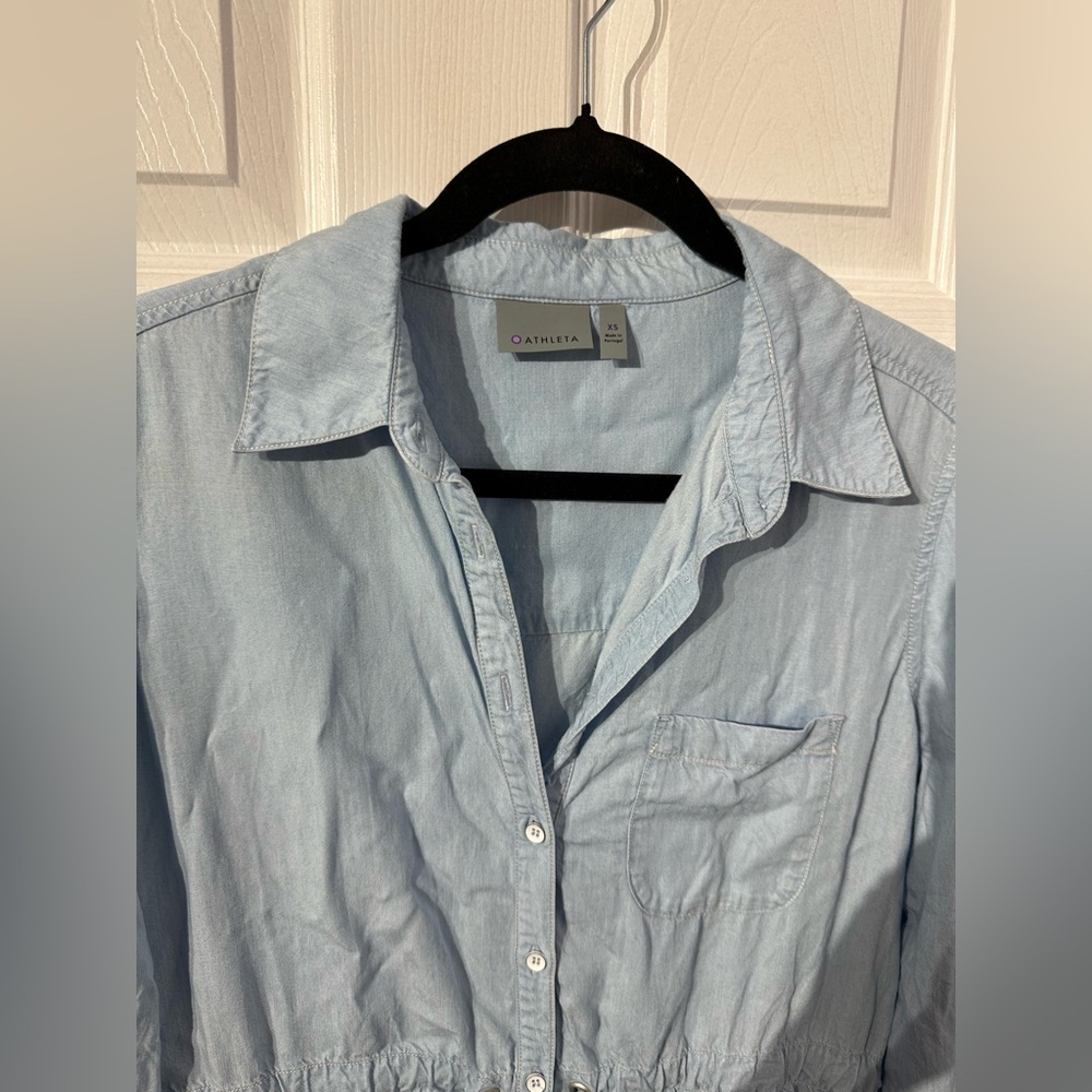 Athleta Light Blue Denim Shirt Dress XS - Picture 10 of 15